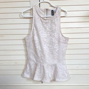 H&M white peplum lace top